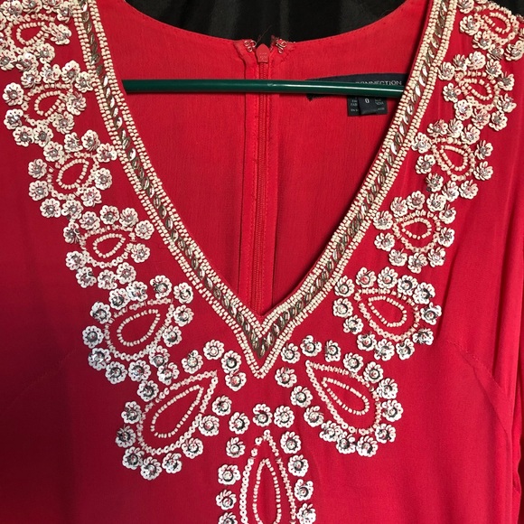 French Connection Coral Bex Beads Cocktail Dress 0 - Picture 3 of 8